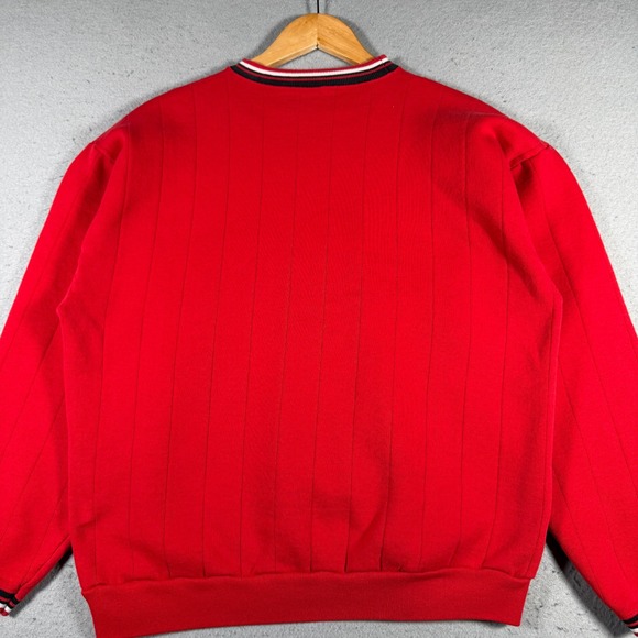 Vintage Office Depot Red Ribbed Ringer Crewneck Sweatshirt Embroidered Logo - Picture 2 of 11